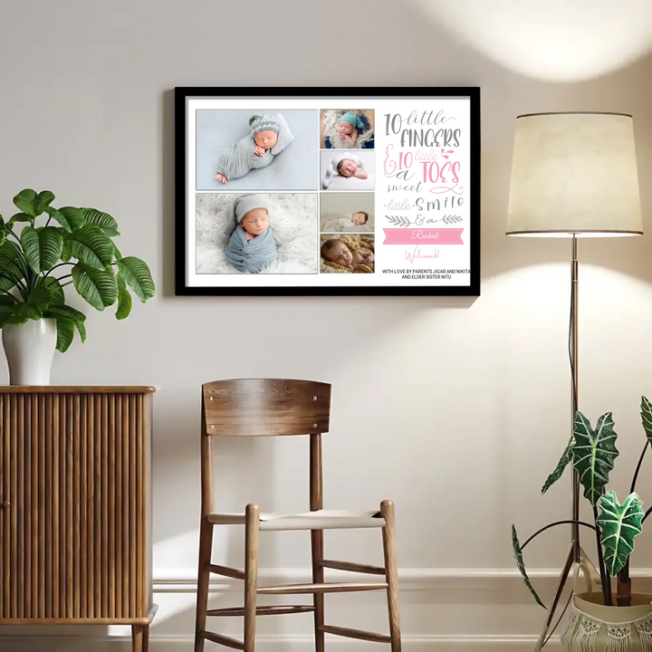 Personalised Baby Welcome Photo Collage – 6 Pictures
