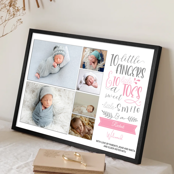 Personalised Baby Welcome Photo Collage – 6 Pictures