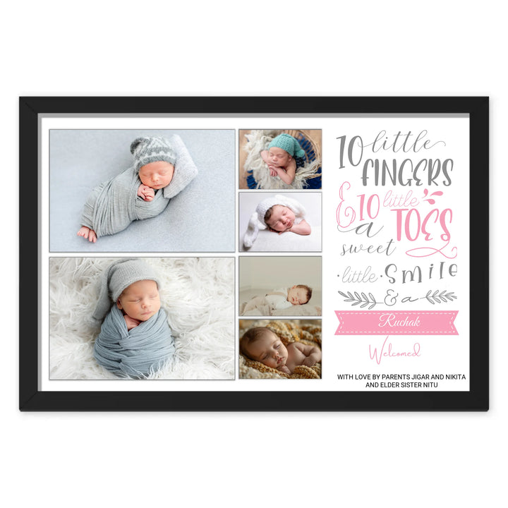 Personalised Baby Welcome Photo Collage – 6 Pictures