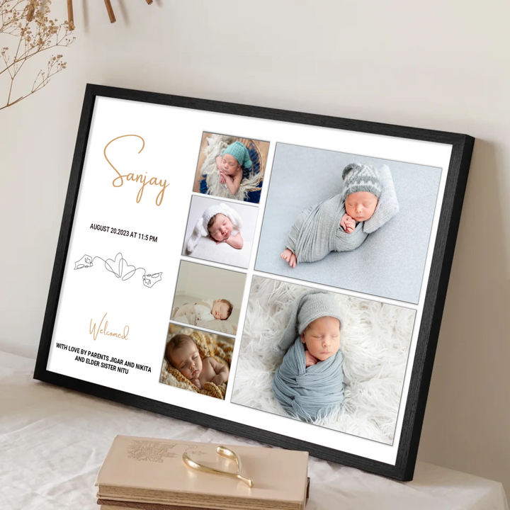 Personalised Six Photo Collage – Welcome New Baby