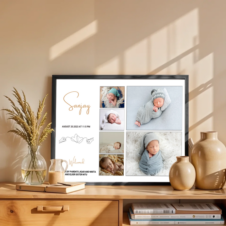 Personalised Six Photo Collage – Welcome New Baby