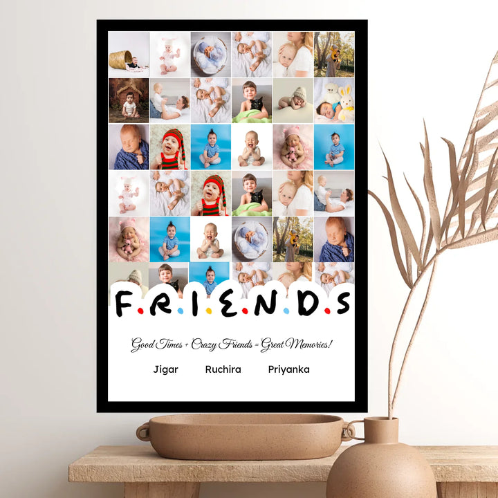 Personalised “Friends” Photo Collage Frame – Custom Gift for Best Friends
