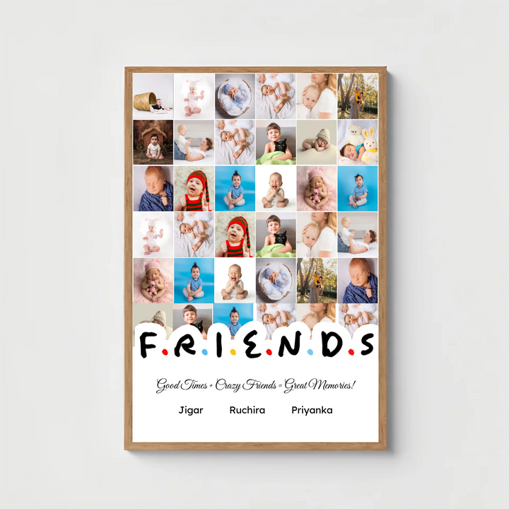 Personalised “Friends” Photo Collage Frame – Custom Gift for Best Friends