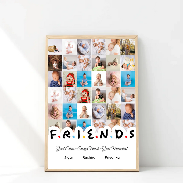 Personalised “Friends” Photo Collage Frame – Custom Gift for Best Friends