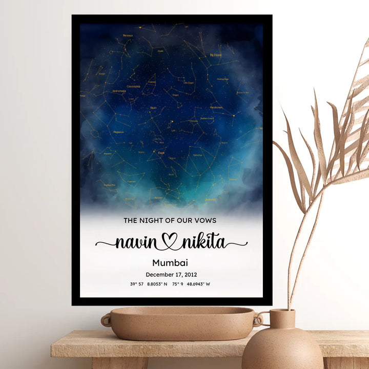 Personalised Star Map – The Night of Our Vows Custom Constellation