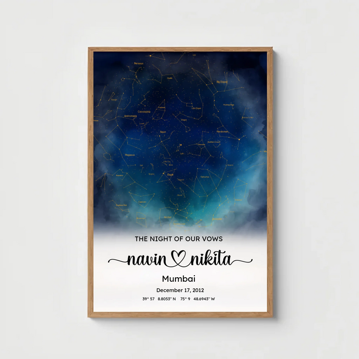 Personalised Star Map – The Night of Our Vows Custom Constellation