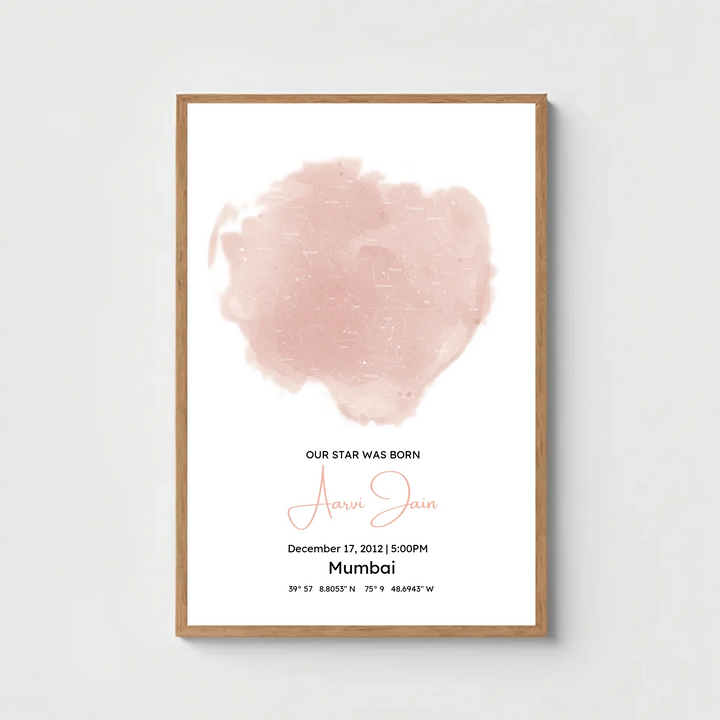 Personalised Star Map – Our Star Was Born Custom Birth Constellation Print