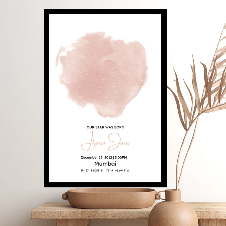 Personalised Star Map – Our Star Was Born Custom Birth Constellation Print