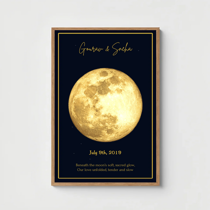 Luxury Custom Moon Art – Gold on Black Brilliance