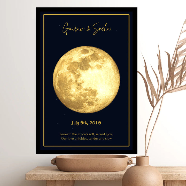 Luxury Custom Moon Art – Gold on Black Brilliance