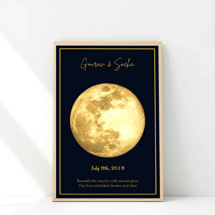 Luxury Custom Moon Art – Gold on Black Brilliance