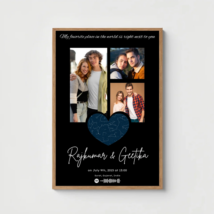 Custom Photo Collage Star Map with Spotify Song Integration