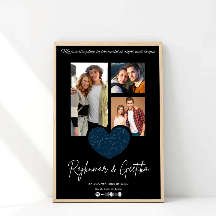 Custom Photo Collage Star Map with Spotify Song Integration