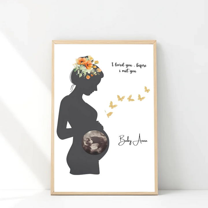 Personalised Sonogram Silhouette Art – Custom Pregnancy Keepsake for New Mums & Parents-to-Be
