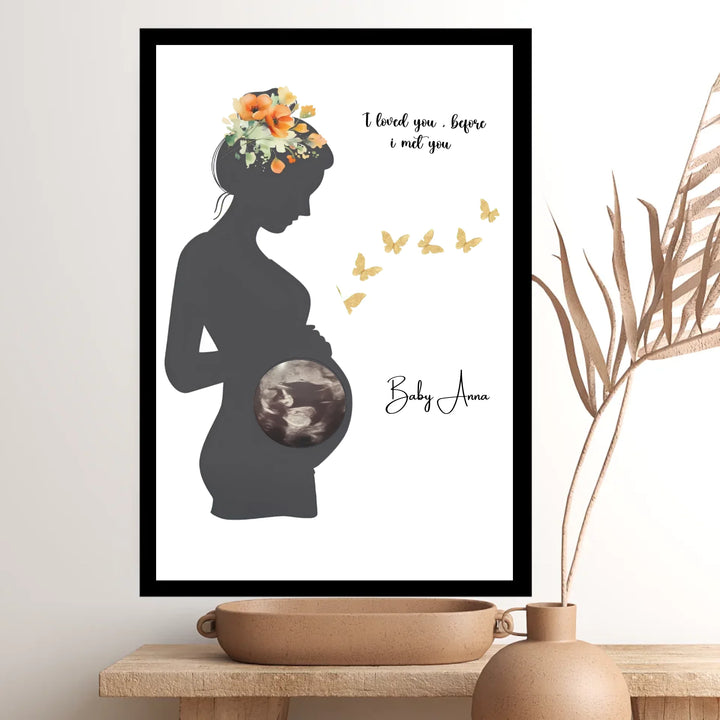 Personalised Sonogram Silhouette Art – Custom Pregnancy Keepsake for New Mums & Parents-to-Be
