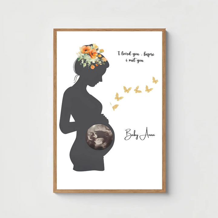 Personalised Sonogram Silhouette Art – Custom Pregnancy Keepsake for New Mums & Parents-to-Be