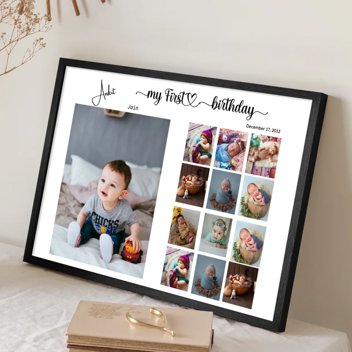 Personalised First Birthday Photo Collage – Baby’s First Year Keepsake Gift