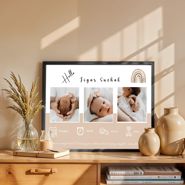 Personalised Newborn Birth Announcement Card – Baby Stats Template for Parents & Families