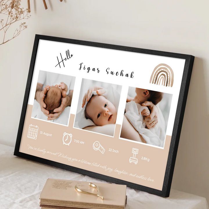 Personalised Newborn Birth Announcement Card – Baby Stats Template for Parents & Families