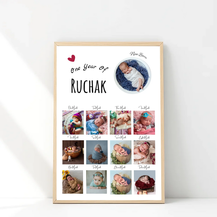 Personalised Baby’s First Year Photo Collage – 12 Month Milestone Keepsake