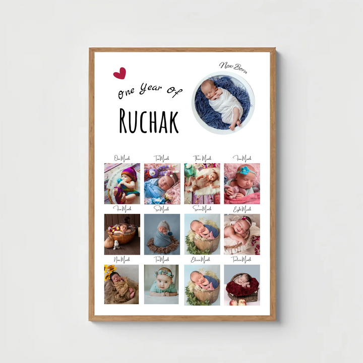 Personalised Baby’s First Year Photo Collage – 12 Month Milestone Keepsake