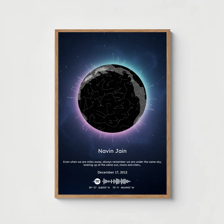 Personalised Star Map with Spotify Song Code - Modern