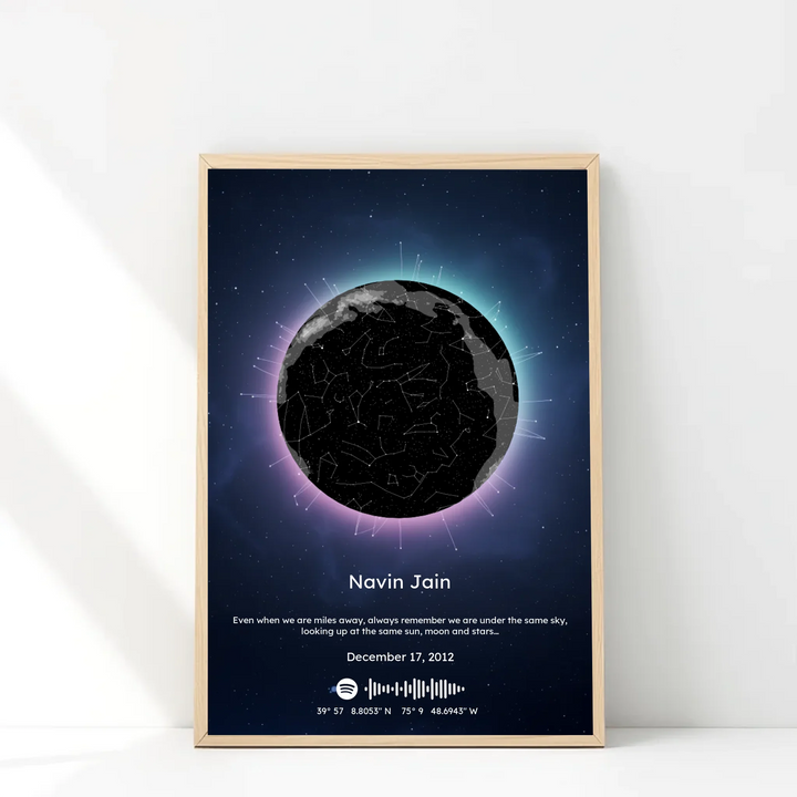 Personalised Star Map with Spotify Song Code - Modern