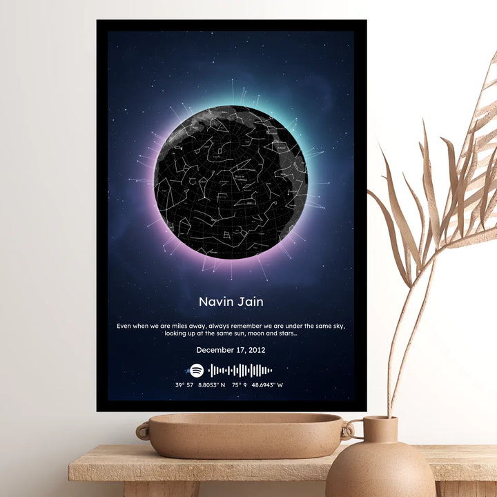 Personalised Star Map with Spotify Song Code - Modern