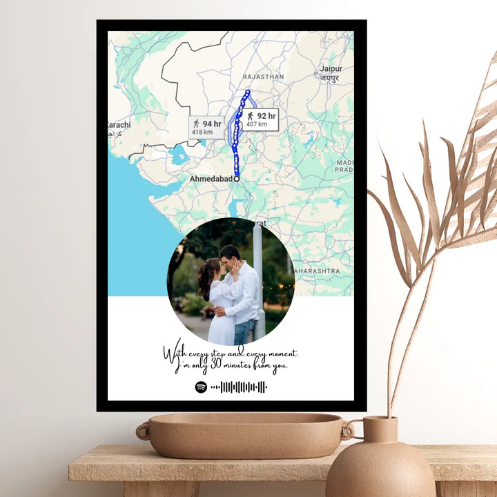 Personalised Long-Distance Map Picture Frame