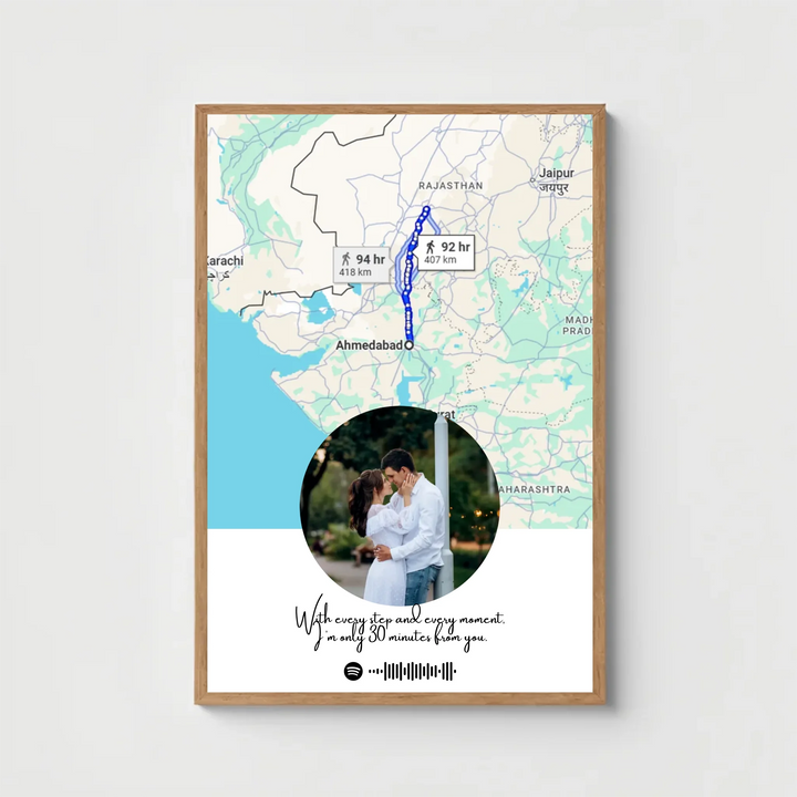 Personalised Long-Distance Map Picture Frame