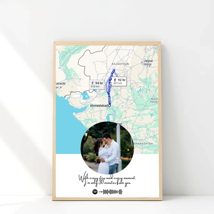Personalised Long-Distance Map Picture Frame