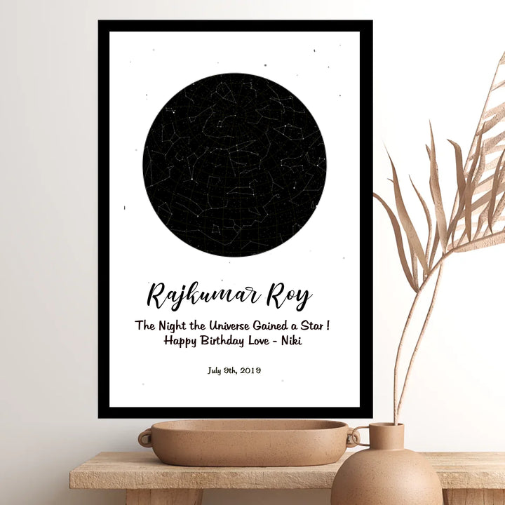 Personalised Star Map – Classic Style with Custom Message