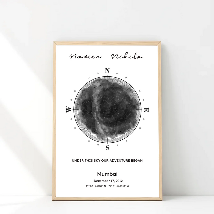Personalised Zodiac & Star Map – Grey Globe