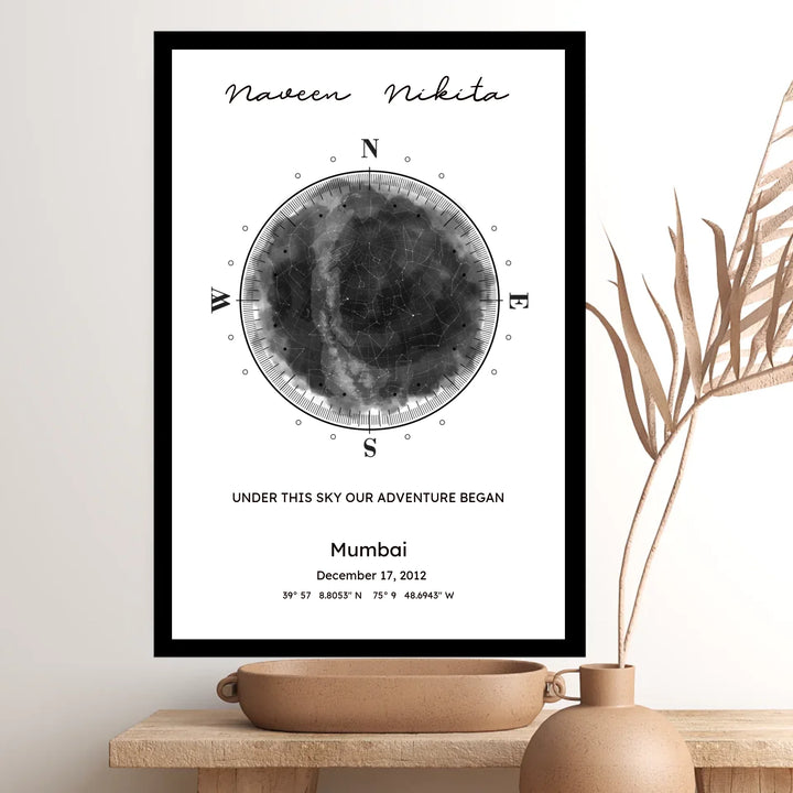 Personalised Zodiac & Star Map – Grey Globe
