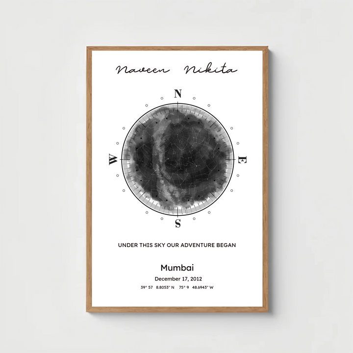 Personalised Zodiac & Star Map – Grey Globe