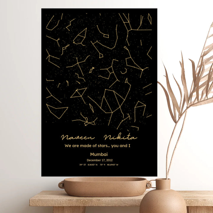 Personalised Zodiac & Star Map – Gold Edition