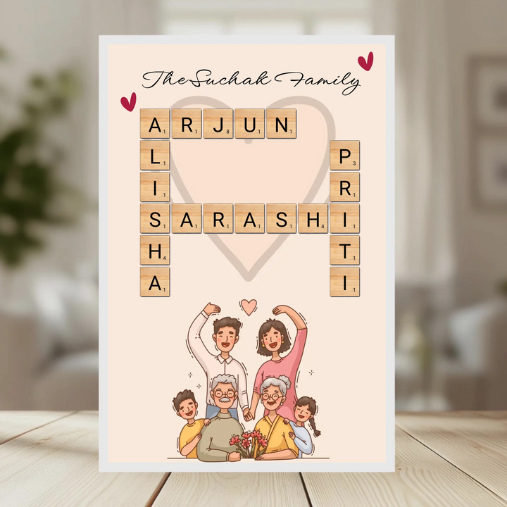 Family Crossword Puzzle Wall Frame