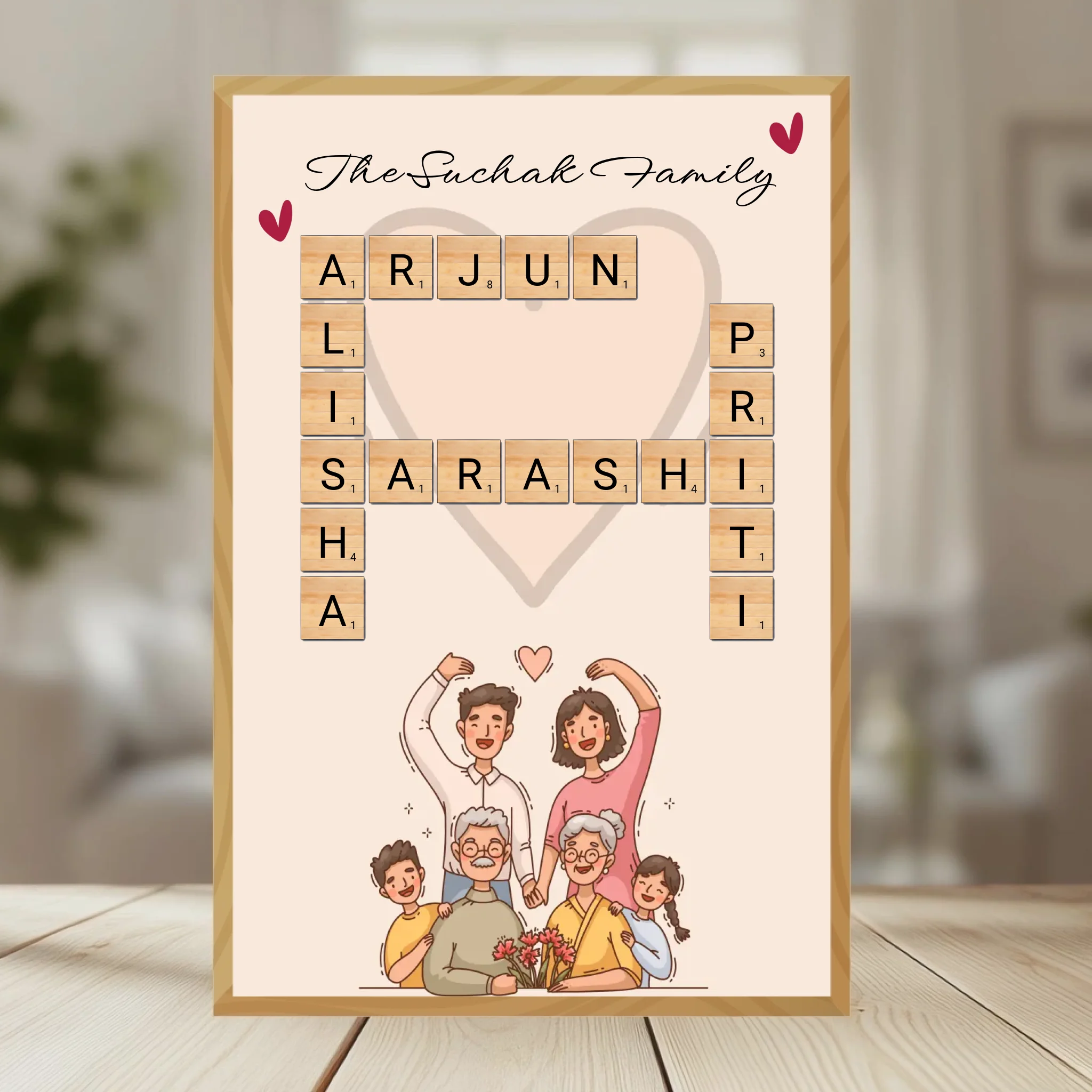 Family Crossword Puzzle Wall Frame wooden frame