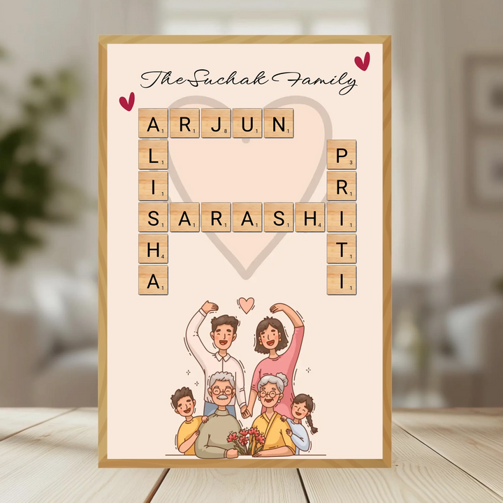 Family Crossword Puzzle Wall Frame wooden frame