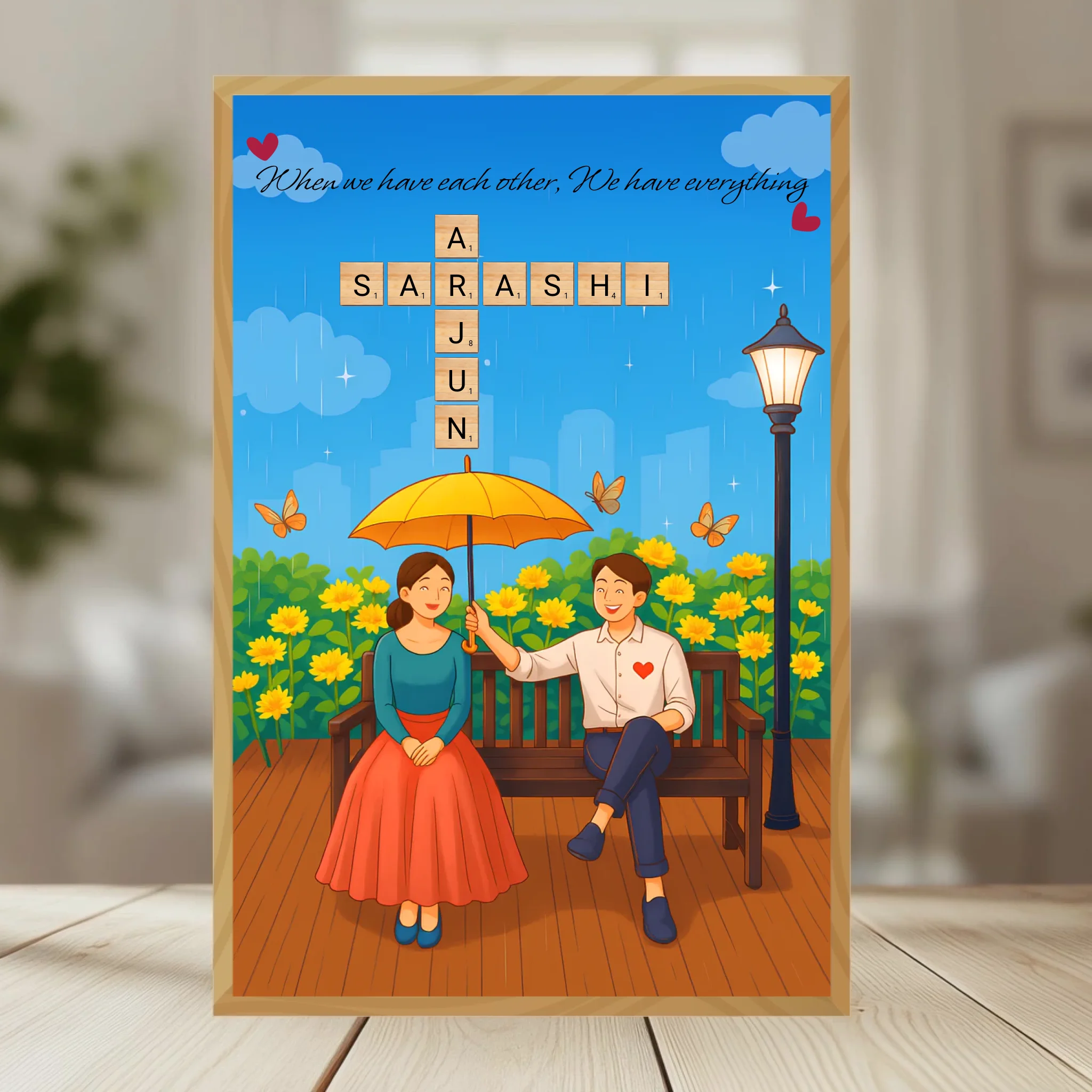 Family Crossword Puzzle Wall Frame wooden frame