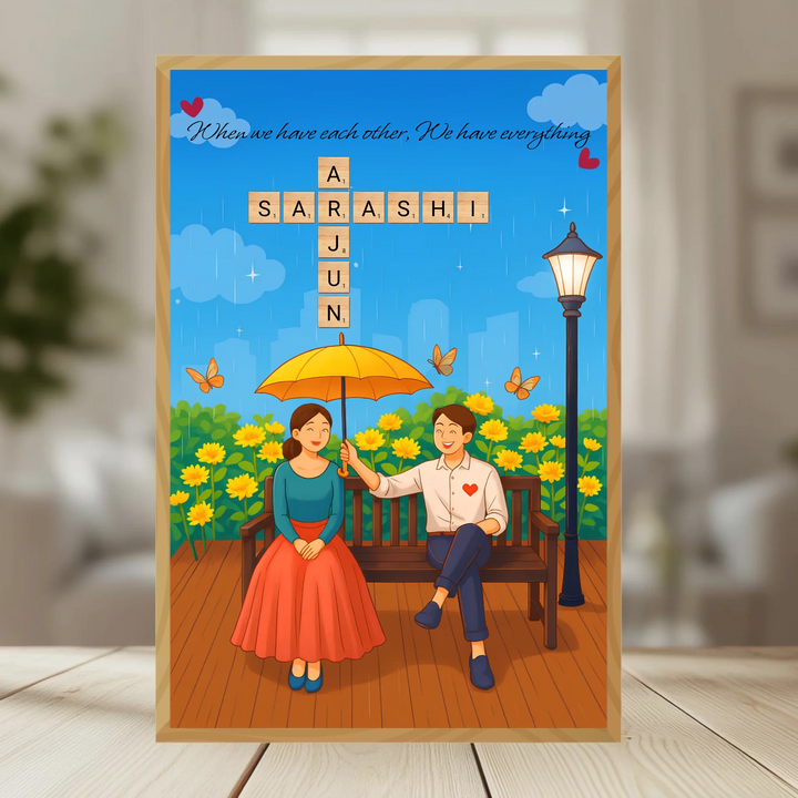 Family Crossword Puzzle Wall Frame wooden frame