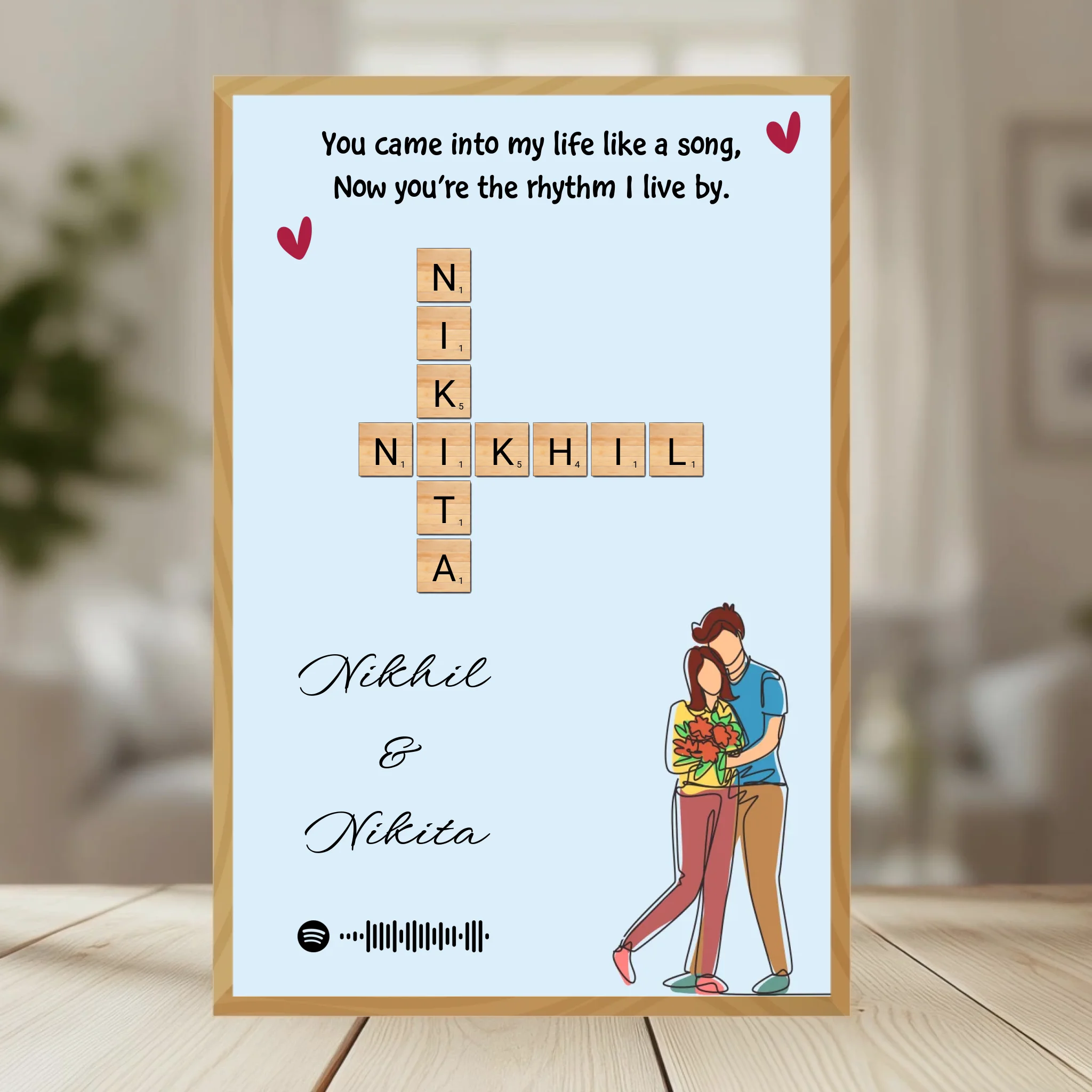 Family Crossword Puzzle Wall Frame wooden frame