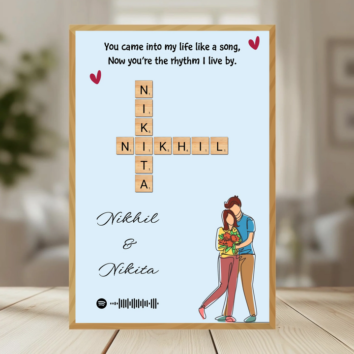 Family Crossword Puzzle Wall Frame wooden frame