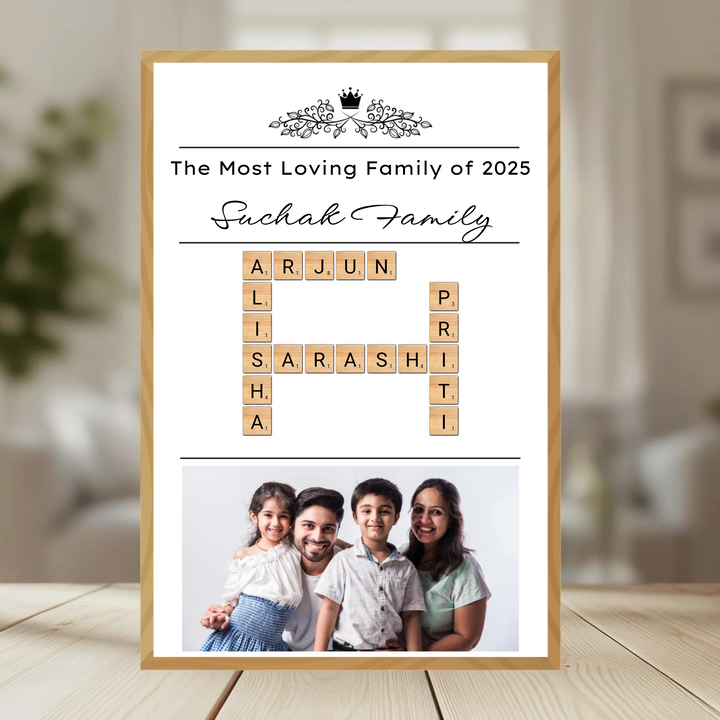 Family Crossword Puzzle Wall Frame wooden frame