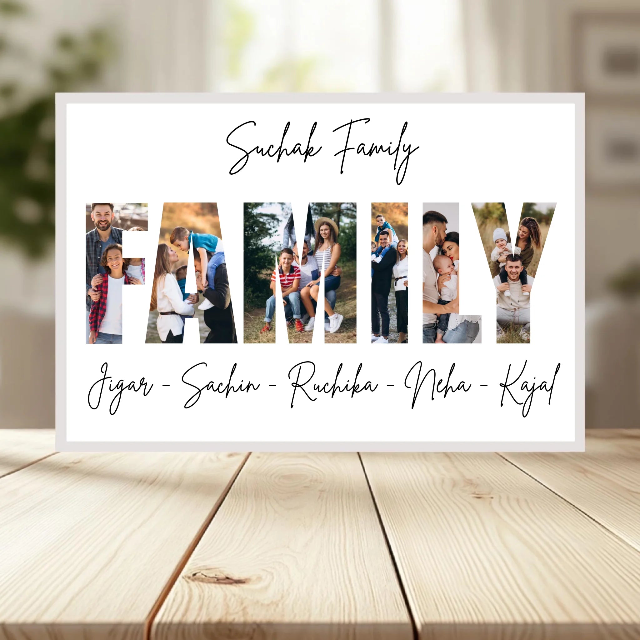 Family Crossword Puzzle Wall Frame wooden frame _ White horizontal