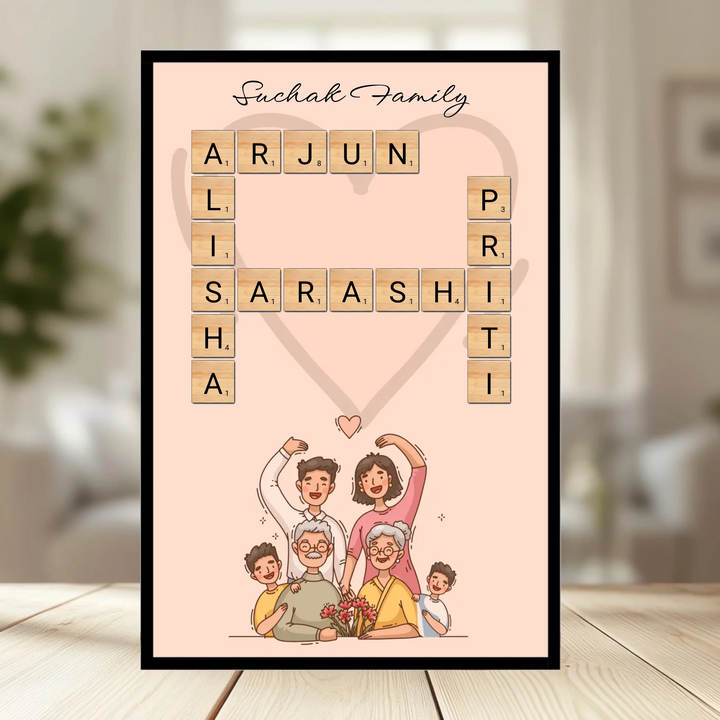Family Crossword Wall Art – 15+ Customizable Theme Options