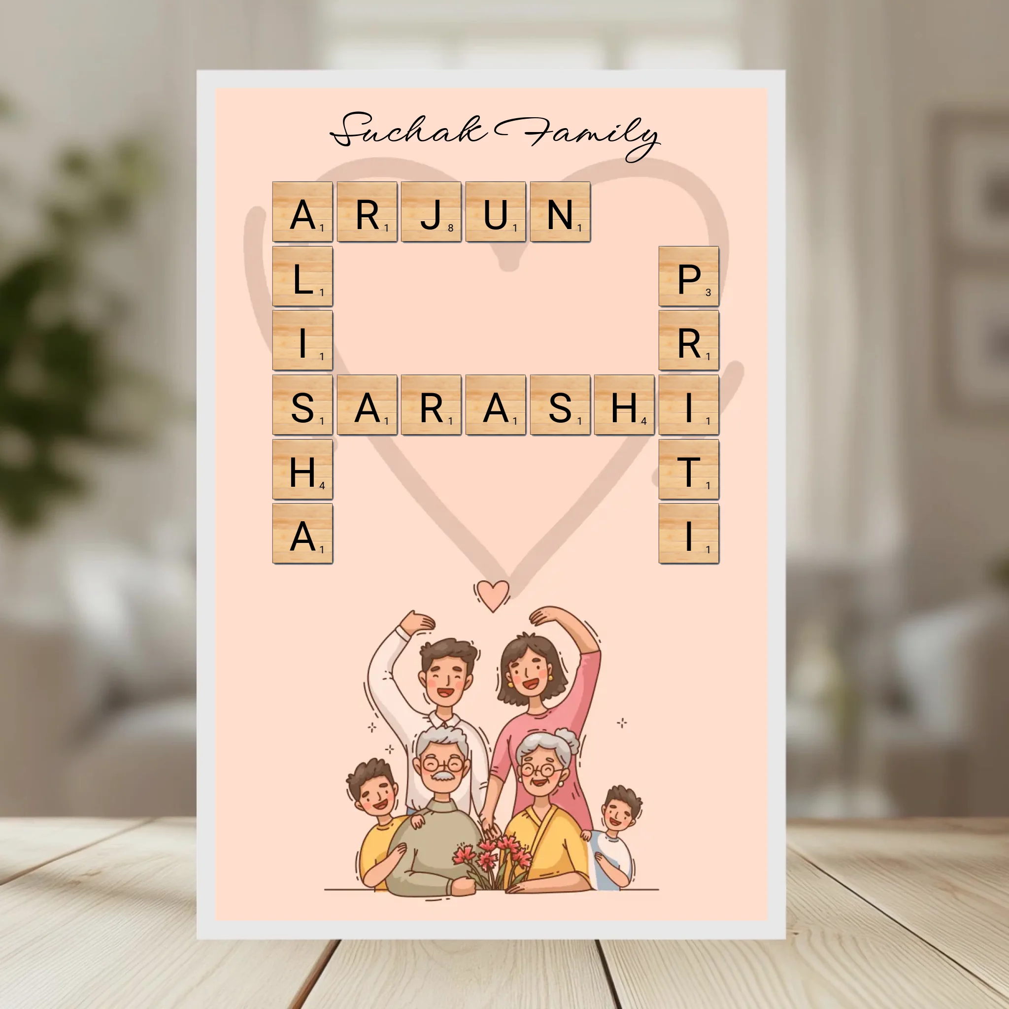 Family Crossword Puzzle Wall Frame