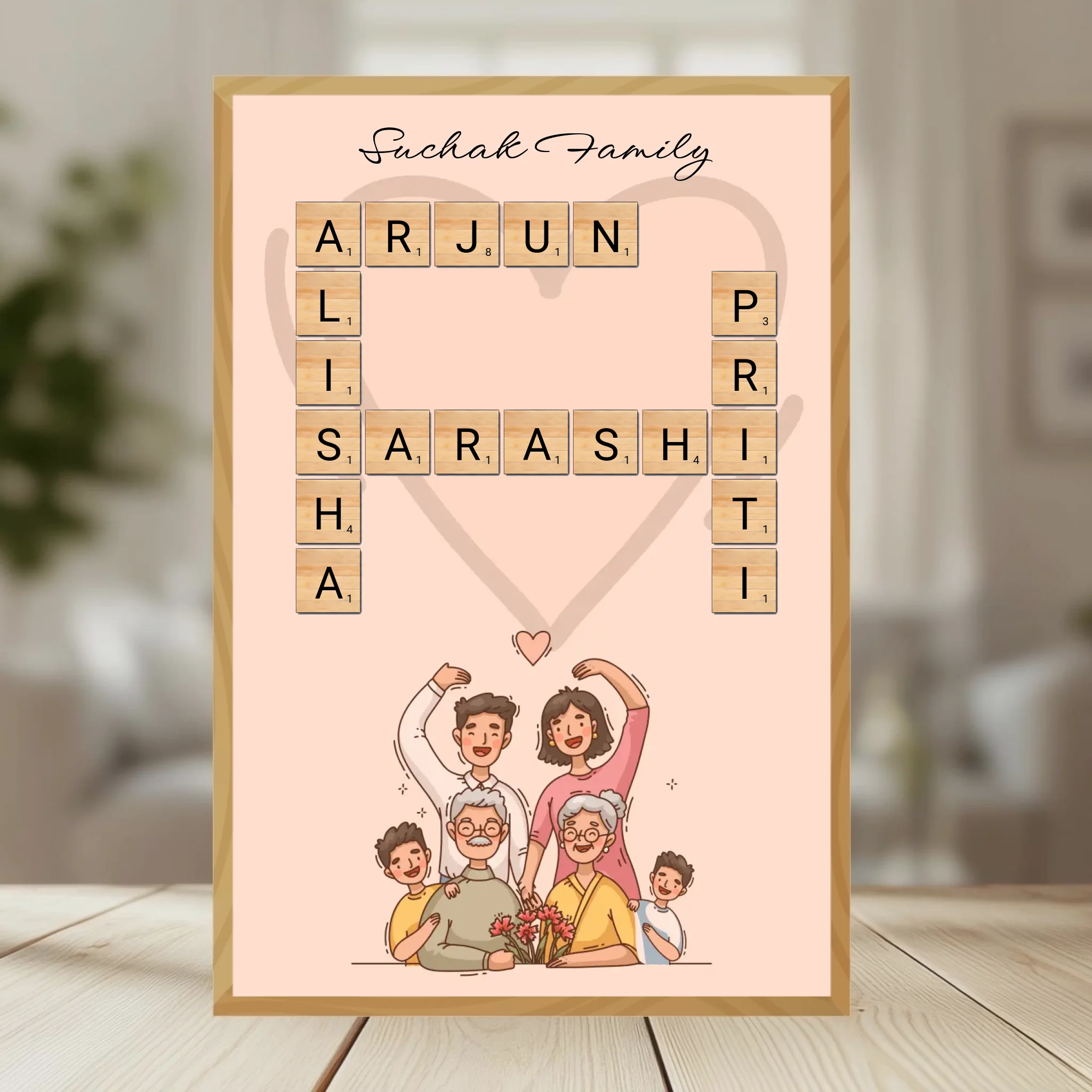 Family Crossword Puzzle Wall Frame wooden frame