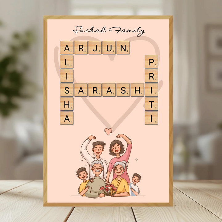 Family Crossword Puzzle Wall Frame wooden frame