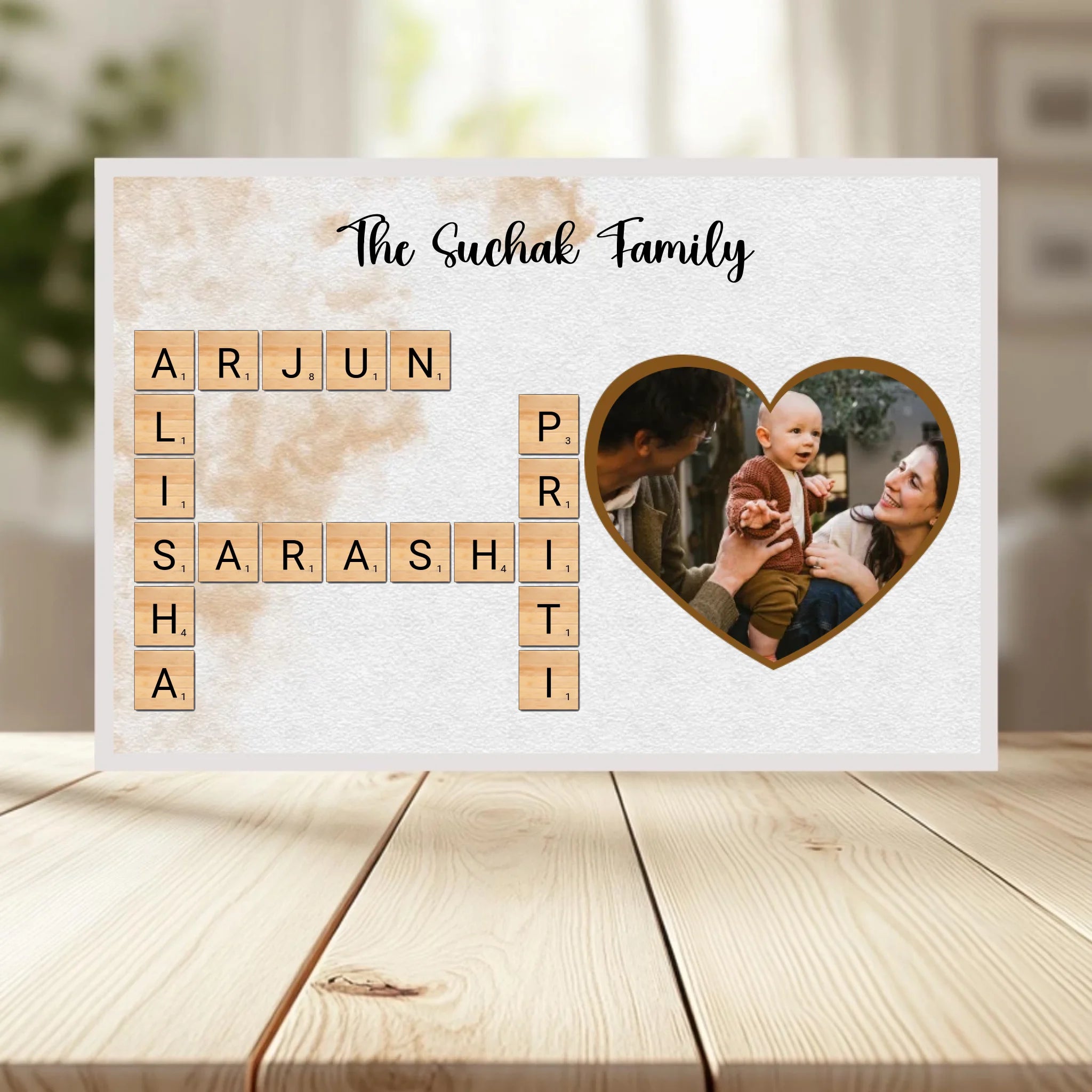 Family Crossword Puzzle Wall Frame wooden frame _ White horizontal